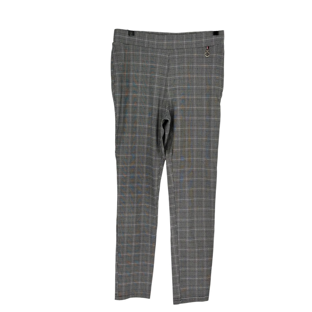 Tommy Hilfiger Plaid Pull On Pants Grey Glen Plaid Tapered Leg 10